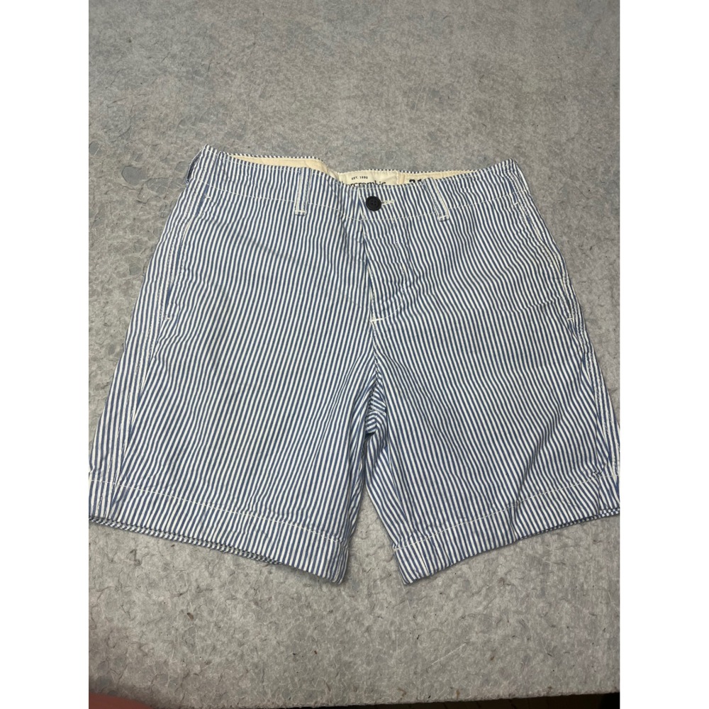 Abercrombie & Fitch Mens Blue White Striped Chino Shorts Size 31 Summer Preppy
